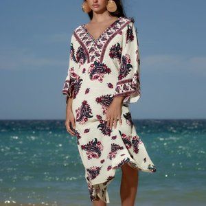 NWT Zara PAISLEY PRINT MAXI TUNIC DRESS KAFTAN Sz XS